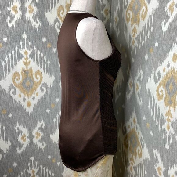 Ralph Lauren Collection Brown Sleeveless Knit Fringe Drape Top - Picture 7 of 16